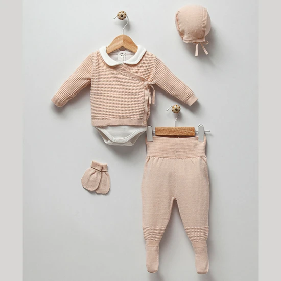 סט 3 חלקים NIPPERLAND עליונית לבנה עם כובע וכפפות