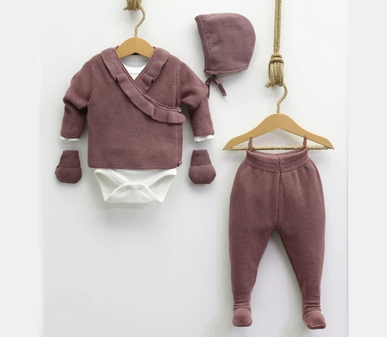 סט 3 חלקים NIPPERLAND בצבע חום עם עליונית לבנה