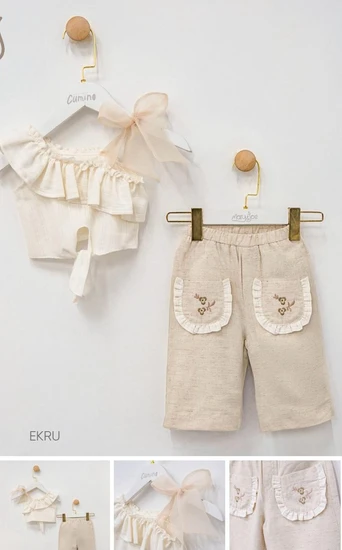 סט חגיגי מכנס וחולצה אפור וקרם מבית MJ