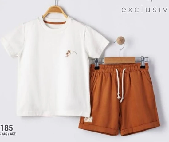 סט קיצי קליל בצבע לבן וחום