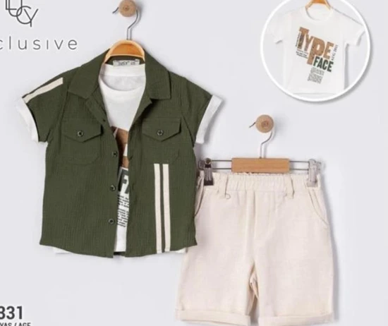 סט חמוד מאוד קצר חולצה ירוקה ומכנס ביג