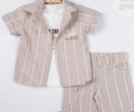 סט שלוש חלקים חום פסים