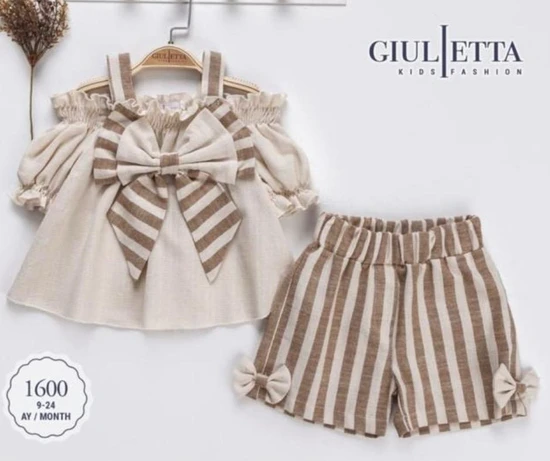 סט משני חלקים מהמממם פסים חום ואפור