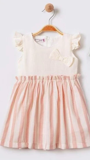 שמלה מהממת פסים אפרסק אופוויט