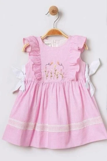 שמלה ורודה מהממת עם פרחים מקדימה